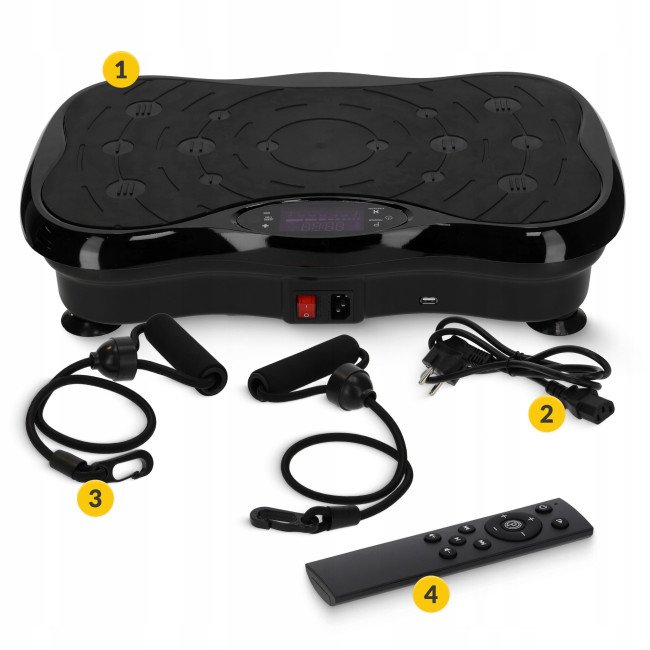 Віброплатформа для тренувань 4FIZJO Ultra+ з пультом та еспандерами Black (P-5905973402873)
