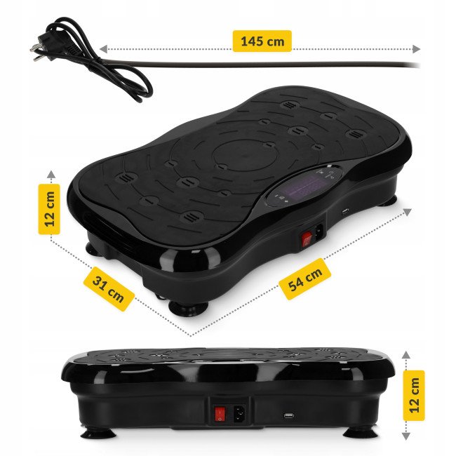 Віброплатформа для тренувань 4FIZJO Ultra+ з пультом та еспандерами Black (P-5905973402873)
