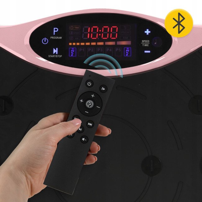 Віброплатформа для тренувань 4FIZJO Ultra+ з пультом та еспандерами Black/Pink (P-5905973402880)