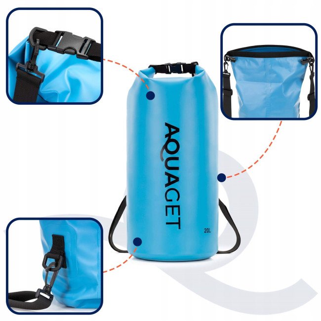 Гермомішок Aquaget 20 л водозахисний AQ0023 Sky Blue