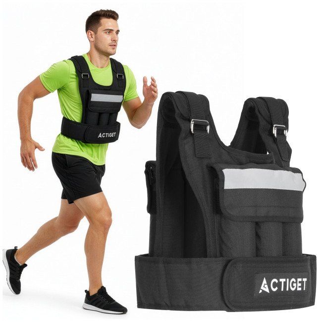 Жилет-обважнювач для тренувань Actiget 20 кг зі змінною вагою ACT0124 Black